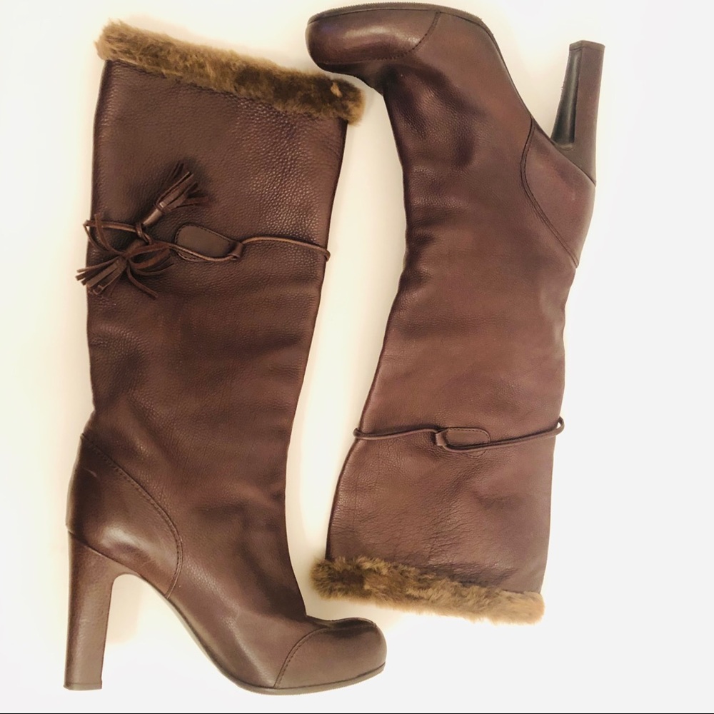 Viktor & Rolf tall leather boots in rich brown